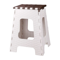 Купить Табурет складной пласт. "Плетенка" (большой) (бежевый/коричнев.) (1/5) "Альтернатива" м7093