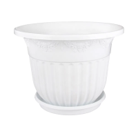 Купить Горшок-кашпо для цветов "Лозанна"  7 л  D 292 мм с поддоном (белый) (1/20) "Альтернатива" м1468