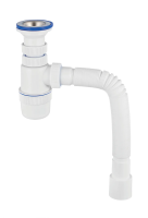 Купить Сифон "Элит" с нерж. чашкой 70 мм, с гофротрубой 800 мм (1/30) "Вирпласт"