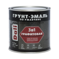 Грунт- эмаль по ржавчине "DALI" графитовая 3 в 1 черная  0,75 л (1/6) "Рогнеда"