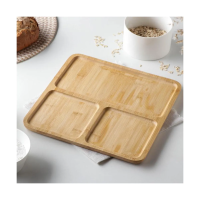 Купить Менажница 3 секции 28*28*1,2 см бамбук (1/12) "Доляна" 6781033