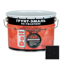 Грунт- эмаль по ржавчине "DALI" 3 в 1 молотковая черная 10 л (1) "Рогнеда"