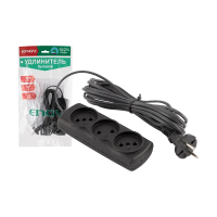 Купить Удлинитель "ENGY эконом"  5 м, 3 розетки (шввп 2 х 0,75), черный (1/50)