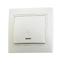 Купить Выключатель "MIRA" 1 кл. проходной с индикатором, кремовый (1/10/120) "LEZARD" 701-0303-114