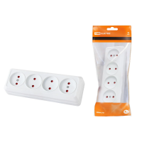 Купить Розетка 4-х местн. откр. уст. 10A 250в IP20 защитн. шторки "Ладога" белая (1/6/60) TDM SQ1801-0129