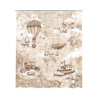 Купить Штора для ванной 180*180 см (полиэстер) "TRAVELLING RETRO" (1/24) "VALIANT" TC-R-1818