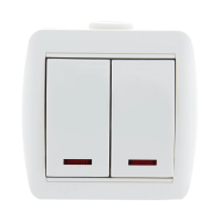 Купить Выключатель открыт. уст. "NATA" 2-х кл. с индикатором, белый (1/10/120) "LEZARD" 710-0200-112