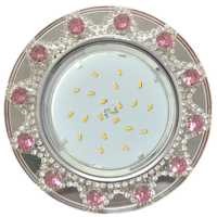 Купить Светильник встроенный Ecola GX53-H4 5360 Круг с прозрачн стразами Хром/Хром фон зерк 52х120