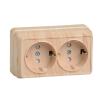 Купить Розетка открыт. уст. "Октава" 2-х местн. с заземл, с шторк. рсш22-3-ос, 16а, сосна (1/18/216) "IEK"
