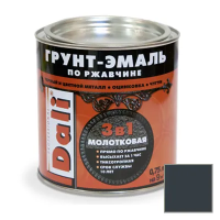 Грунт- эмаль по ржавчине "DALI" 3 в 1 молотковая черная  0,75 л (1/6) "Рогнеда"