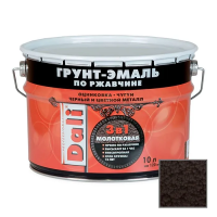 Грунт- эмаль по ржавчине "DALI" 3 в 1 молотковая коричневая 10 л (1) "Рогнеда"