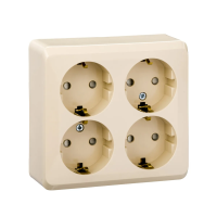 Купить Розетка открыт. уст. "Этюд" 4-х местн. с заземл, с шторками 16а, кремовый (1/5/60) "SCHNEIDER"