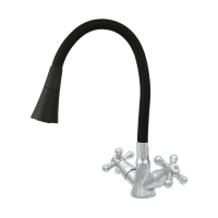 Купить Смеситель для кухни "Стандарт" цс-см 25ш к м_крест BELL елочка гибк. излив, двухвент.(черный) (1/10)