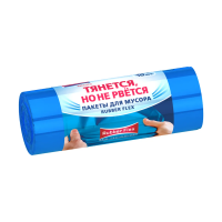 Купить Пакеты для мусора "PRESTIGE RUBBER FLEX"  60 л, рулон 10 шт. (голубые) 25 мкм (1/25) "AVIKOMP"