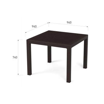 Купить Стол пласт. "Ротанг плюс" 940*940*740 мм (мокко) (1) "Альтернатива" м8842