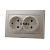 Купить Розетка "MIRA" 2-х местн. с заземл. (керамика) жемчужно-белый (1/10/120) "LEZARD" 701-3030-127