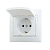 Купить Розетка "MIRA" 1 местн. с заземл, с крышкой (керамика) белый (1/10/120) "LEZARD" 701-0202-123