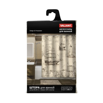 Купить Штора для ванной 180*180 см (полиэстер) "EXPEDITION HISTORY" (1/24) "VALIANT" EXP-H-1818