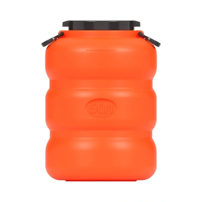 Купить Канистра-бочка пласт. "Байкал" 50 л с крышкой и ручками (оранжевый/серый) (1/4) "Альтернатива" м7600