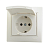 Купить Розетка "MIRA" 1 местн. с заземл, с крышкой (керамика) кремовый (1/10/120) "LEZARD" 701-0303-123