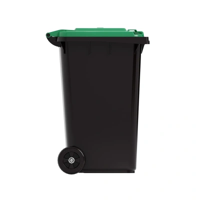 Купить Бак пласт. для мусора с крышкой на колесах 240 л (черный/зеленый) (1) "Альтернатива" м5937
