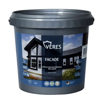 Краска "FAсADE" для деревянных фасадов акриловая шоколадный бархат 0,9 л (1/8) "VERES"
