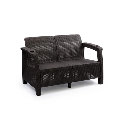 Купить Диван пласт. "Ротанг плюс" 2-х местный 1270*700*790 мм (мокко) (1) "Альтернатива" м8837