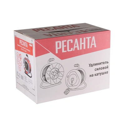 Купить Удлинитель на катушке су-3х1,5-30/2 4 розетки, 30 м 3*1,5 мм(1) "Ресанта"