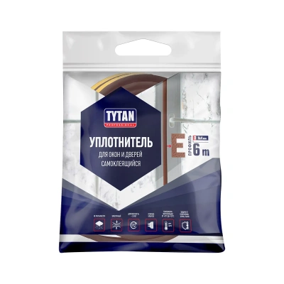 Купить Уплотнитель E 9 X 4 MM коричневый 6 м (1/20) "TYTAN PROFESSIONAL"