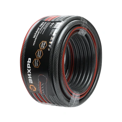 Купить Шланг пвх пищевой армиров. усиленный "Премиум" 1/2" 25 м (черный/красный) (1) "Вихрь"