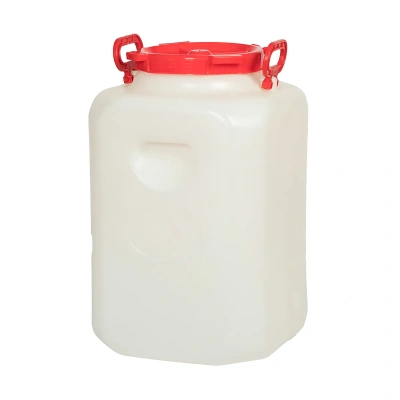 Купить Бочка пласт. 50 л с крышкой и ручками квадратная (белая) (1/3) "Радиан"