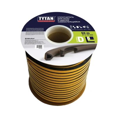 Купить Уплотнитель D 21 х 15 мм черный бухта 50 м (1/2) "TYTAN PROFESSIONAL"