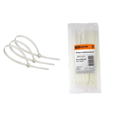 Купить Хомуты нейлон 3,6 х 350 мм (набор 100 шт.), белые (1/20/60) TDM SQ0515-0124