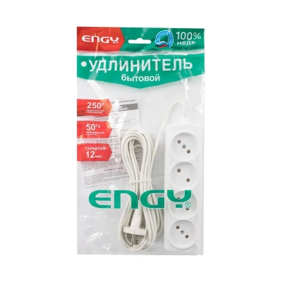 Купить Удлинитель "ENGY эконом"  5 м, 4 розетки (шввп 2 х 0,75), белый (1/45)