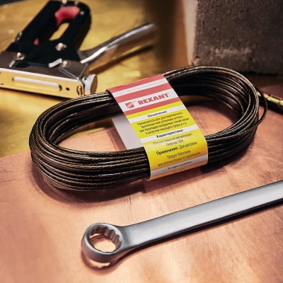 Купить Трос стальной в пвх оплетке 2,5 мм х 20 м, черный (1/50) "REXANT" 09-5125-3