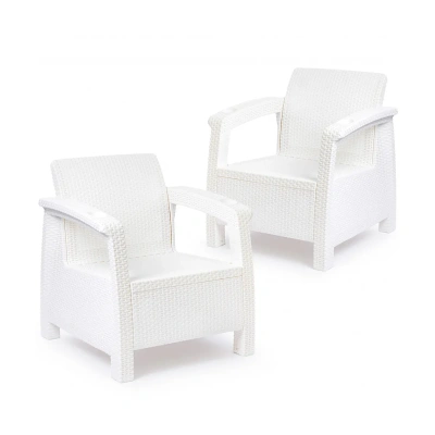 Купить Кресла пласт. "Ротанг плюс" набор 2 шт. (белый) (1) "Альтернатива" м8419