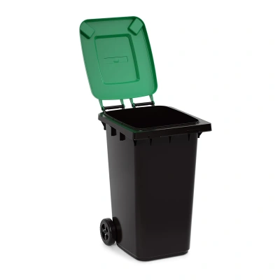 Купить Бак пласт. для мусора с крышкой на колесах 240 л (черный/зеленый) (1) "Альтернатива" м5937