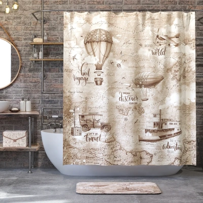 Купить Штора для ванной 180*180 см (полиэстер) "TRAVELLING RETRO" (1/24) "VALIANT" TC-R-1818