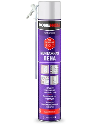 Пена монтажная "DONEWELL ENERGY FLEX" 1000 мл всесезонная (1/12)