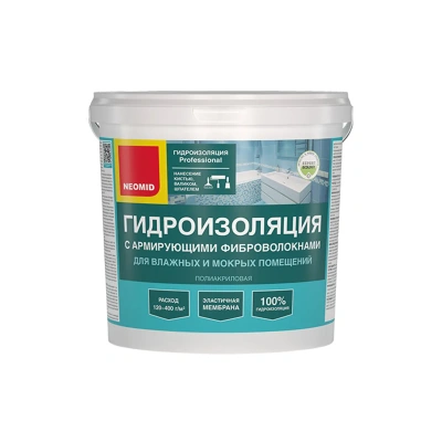 Купить Мастика гидроизоляционная с армир. фиброволокнами 6 кг (1/2) "NEOMID"