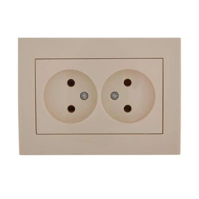 Купить Розетка "RAIN" 2-х местн. (керамика) кремовый (1/10/120) "LEZARD" 703-0303-128