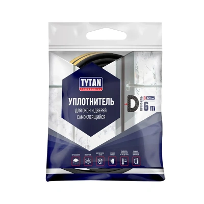 Купить Уплотнитель D 9 X 7,5 MM черный 6 м (1/20) "TYTAN PROFESSIONAL"