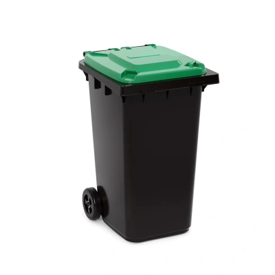 Купить Бак пласт. для мусора с крышкой на колесах 240 л (черный/зеленый) (1) "Альтернатива" м5937