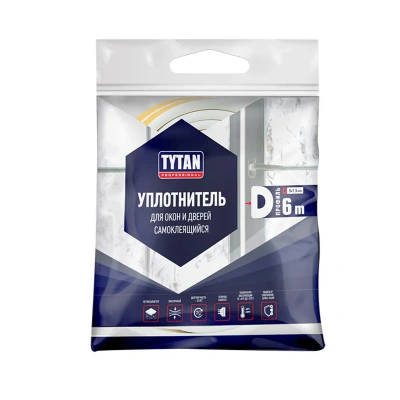 Купить Уплотнитель D 9 X 7,5 MM белый 6 м (1/20) "TYTAN PROFESSIONAL"