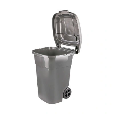 Купить Бак пласт. для мусора с крышкой на колесах "Эконом"  65 л (1) "Альтернатива" м7235