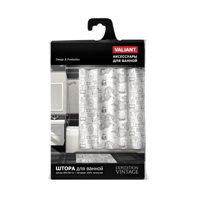 Купить Штора для ванной 180*180 см (полиэстер) "EXPEDITION  VINTAGE" (1/24) "VALIANT" EXP-V-1818