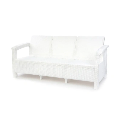 Купить Диван пласт. "Ротанг плюс" 3-х местный 1880*700*790 мм (белый) (1) "Альтернатива" м8349