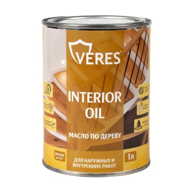 Масло по дереву "INTERIOR OIL" для внутр. и наружных работ белый 1 л (1/14) "VERES"