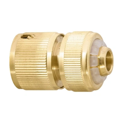 Купить Соединитель для шлангов 1/2" латунный, быстросъемный, с аквастопом (1/96) "PALISAD"