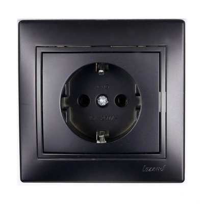 Купить Розетка "MIRA" 1 местн. с заземл. (керамика) черный бархат (1/10/120) "LEZARD" 701-4242-122